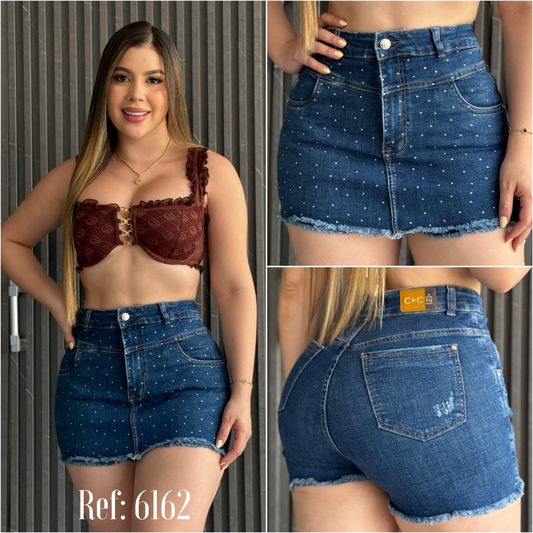 FALDA SHORT PIEDRERIA  REF: 6162