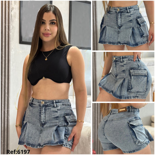 FALDA SHORT PIEDRERIA  REF: 6197